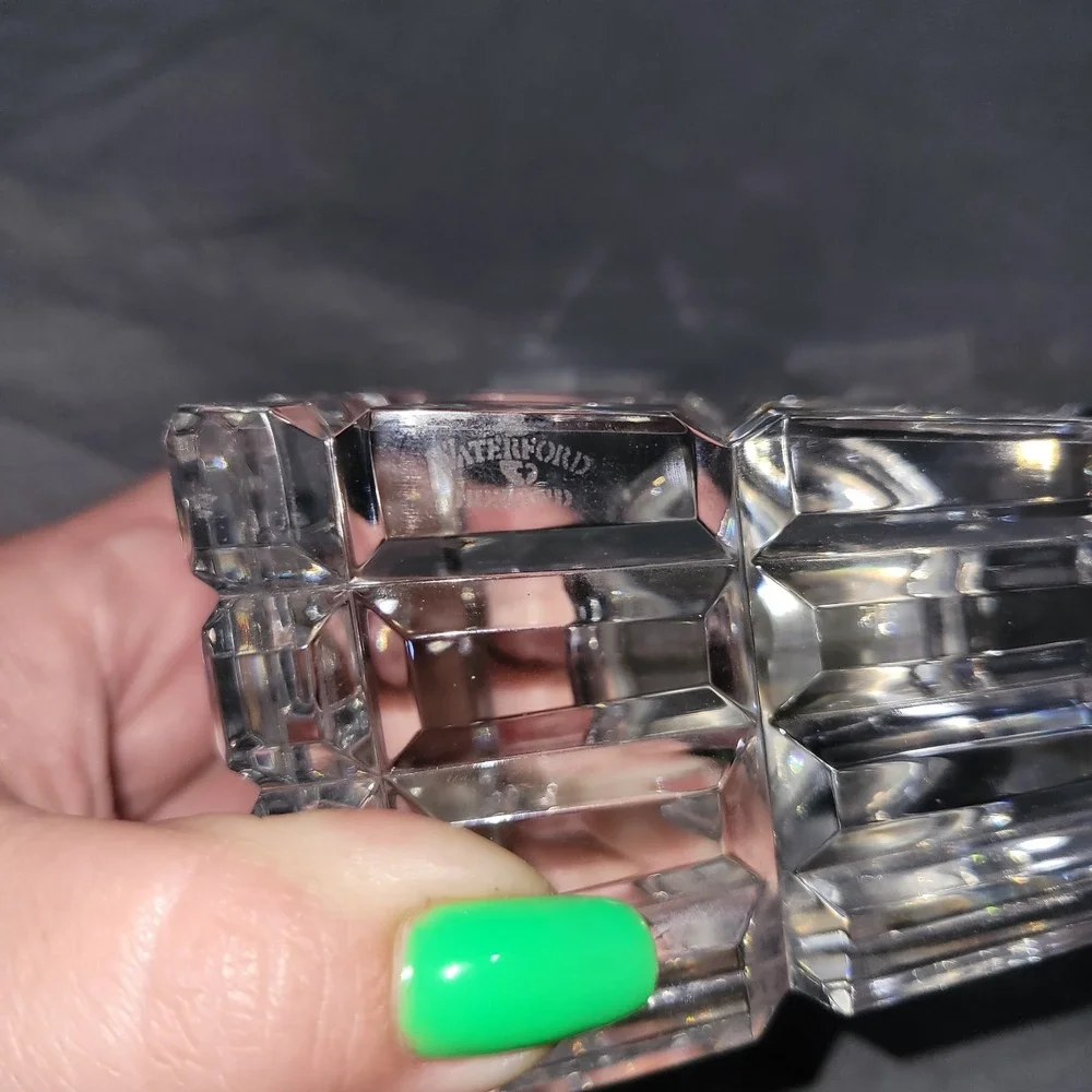 Waterford Crystal Obelisk Pyramid Miniature Desk Clock, Vintage, Made in Ireland